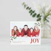 Briefkaart voor kerstfeestdagen JOY Photo Greeting (Staand voorkant)