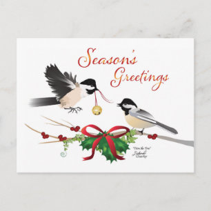 Briefkaart voor kerstgevluchten van kippen