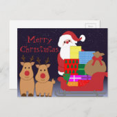 Briefkaart voor Kerstmis en rendieren (Voorkant / Achterkant)