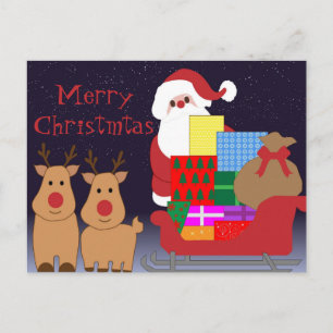 Briefkaart voor Kerstmis en rendieren