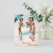 Briefkaart voor kerstmis met Victoriaans hout (Staand voorkant)