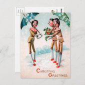 Briefkaart voor kerstmis met Victoriaans hout (Voorkant / Achterkant)