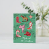 Briefkaart voor kerstversiering van het Cowgirl (Staand voorkant)