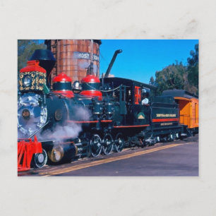 Briefkaart voor kleurrijke treinen