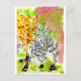 Briefkaart voor kleurrijke waterverf landschappen