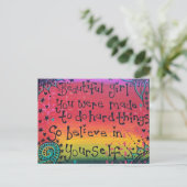 Briefkaart voor mooie meisjesinspiratie (Staand voorkant)