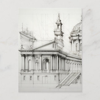Briefkaart voor neoklassieke architectuur