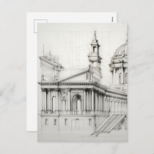 Briefkaart voor neoklassieke architectuur (Voorkant / Achterkant)