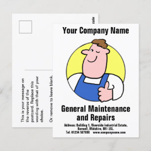 Briefkaart voor onderhoud en reparatie van gebouwe