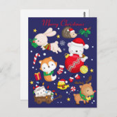 Briefkaart voor prettige kerstkalveren (Voorkant / Achterkant)