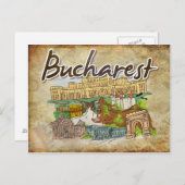 Briefkaart voor reizen in Boekarest (Voorkant / Achterkant)