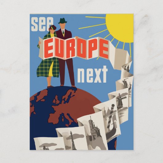Briefkaart voor reizen in Europa (Voorkant)