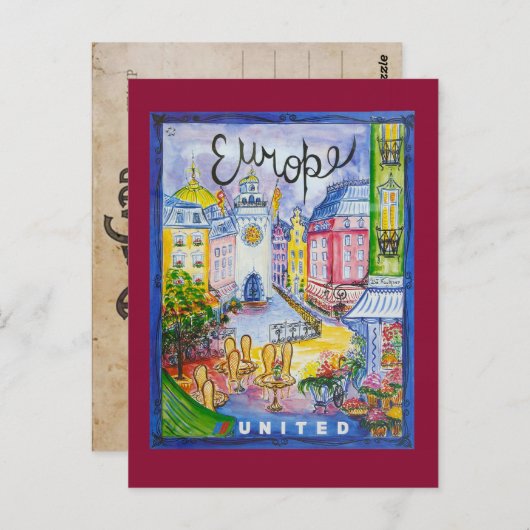 Briefkaart voor reizen in Europa (Voorkant / Achterkant)