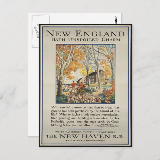 Briefkaart voor reizen in New England (Voorkant / Achterkant)