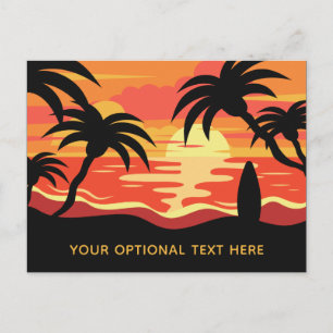 Briefkaart voor Tropical Sunset-aangepaste tekst