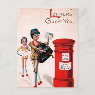  Briefkaart voor Victoriaans houten poppen