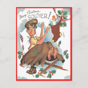  Briefkaart voor vrolijke kerstsoldaat