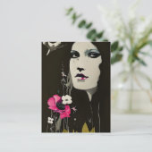 Briefkaart voor vrouwen en bloemen (Staand voorkant)