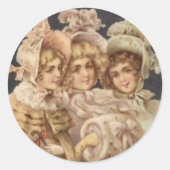  Briefkaart Vrouwen Victoriaans Kerst sticker (Voorkant)