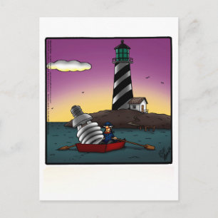 Briefkaart vuurtoren Humor