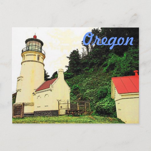 Briefkaart vuurtoren van Oregon (Voorkant)
