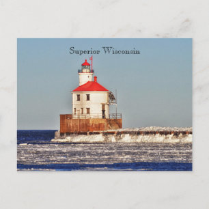 Briefkaart vuurtoren van Wisconsin