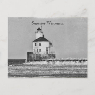 Briefkaart  vuurtoren van Wisconsin