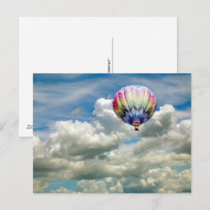 Briefkaart - Warm luchtballon in wolken