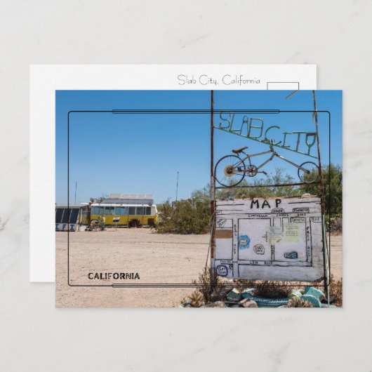 Briefkaart welkomstbord Slab City (Voorkant / Achterkant)