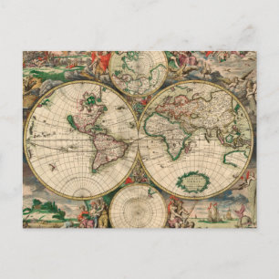 Briefkaart Wereldkaart 1689