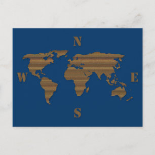 Briefkaart Wereldkaart karton