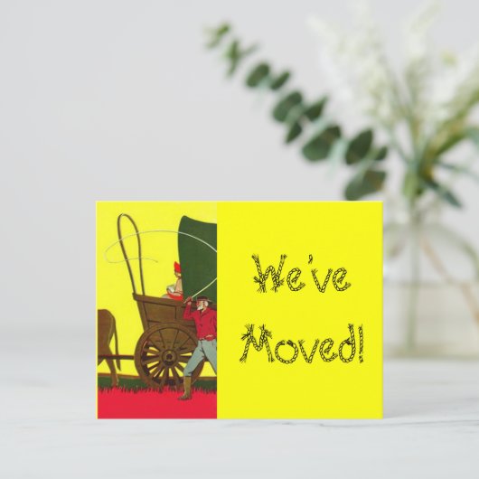 Briefkaart Westerne West Wagon Train We hebben ver (Staand voorkant)