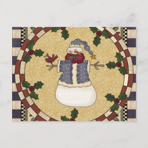 Briefkaart - Winter-Dress-Snowman