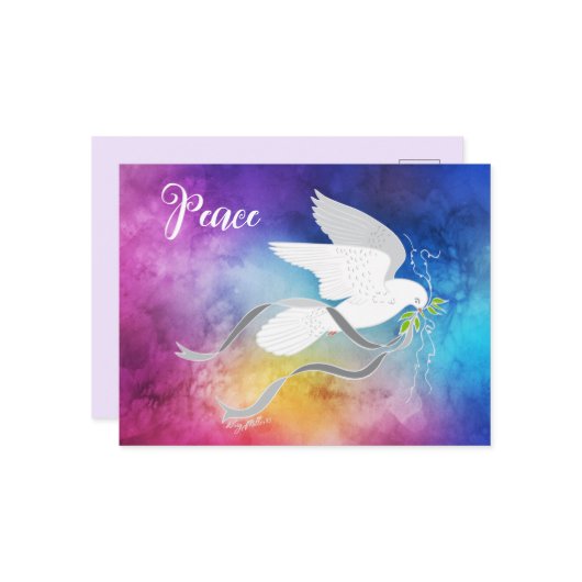 Briefkaart Witte Dove (Voorkant / Achterkant in situ)