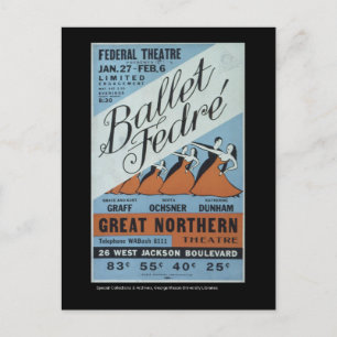Briefkaart-WPA Chicago-Ballet Fedre Briefkaart