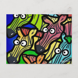 Briefkaart ZEBRAS GRAFFITI