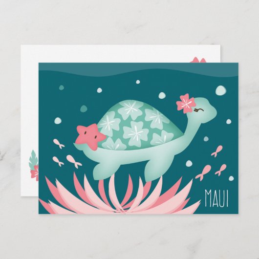 briefkaart "Zee Turtle Maui" (Voorkant / Achterkant)