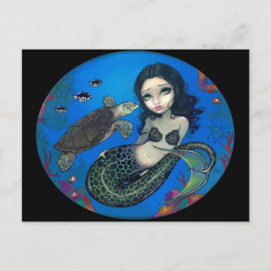 briefkaart "Zee Turtle Mermaid"