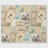  Briefkaart zeestrand collage Cadeaupapier (Vlak)