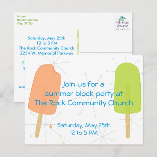 Briefkaart zomerbehandelingen, bevroren (Voorkant / Achterkant)