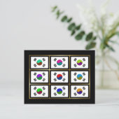 Briefkaart Zuid-Korea Multihue Vlaggen (Staand voorkant)