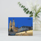 Briefkaart Zurich Blue Hour (Staand voorkant)