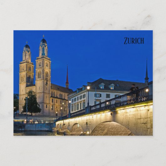 Briefkaart Zurich Blue Hour (Voorkant)