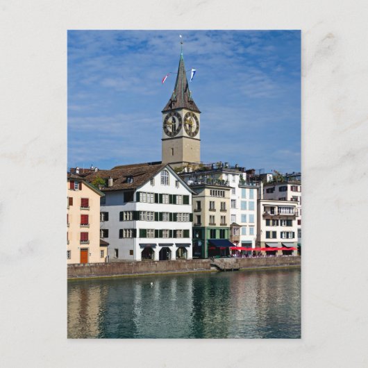 Briefkaart Zurich Clock Tower (Voorkant)