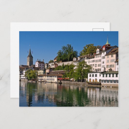 Briefkaart Zurich River Uitzicht (Voorkant / Achterkant)