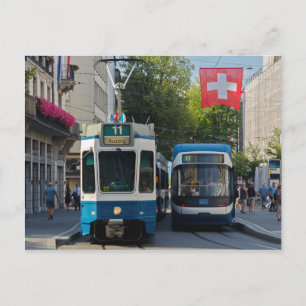 Briefkaart Zurich Trams