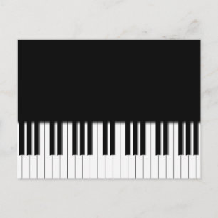 Briefkaart - zwart pianotoetsenbord wit