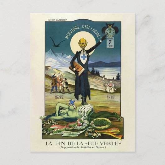 Briefkaart Zwitsers Absinthe Ban (Voorkant)