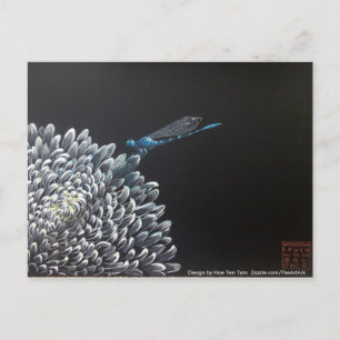 Briefkaarten - Chrysanthemum en damselfly