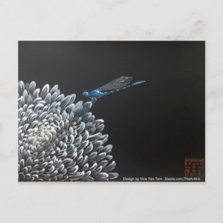 Briefkaarten - Chrysanthemum en damselfly